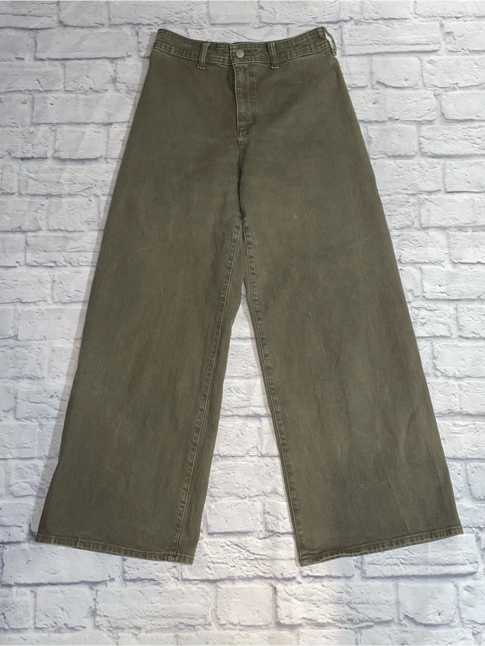Universal Thread High-Rise Sailor Wide Leg Ankle Jeans - Olive Green Size 6
